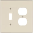 thumbnail image 1 of Leviton Midway Toggle Switch and Duplex Outlet Wall Plate - 2 Gang - Light Almond, 1 of 4