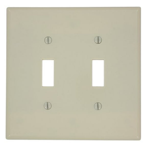 Leviton 80509-I Ivory Midway Two Gang Toggle Light Switch Wall Plate