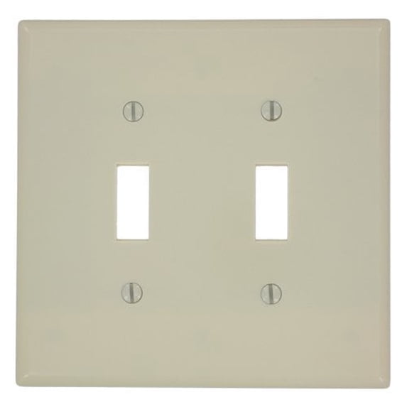 Leviton 80509-I Ivory Midway Two Gang Toggle Light Switch Wall Plate