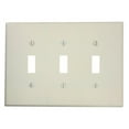 thumbnail image 1 of Leviton 80511-I 3-Gang Toggle Switch Wallplate, Midway Size, Ivory, 1 of 3