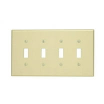 Leviton 80512-I 4-Gang Toggle Switch Wall Plate, Midway Size, Thermoset, Ivory