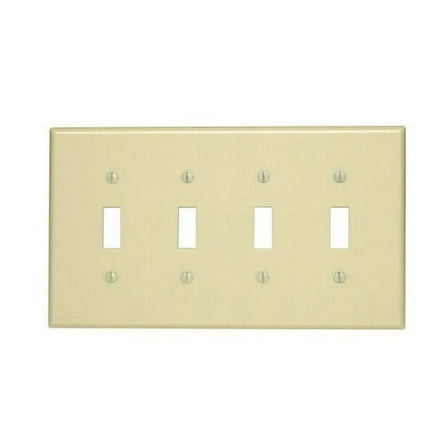 Leviton 80512-I 4-Gang Toggle Switch Wall Plate, Midway Size, Thermoset, Ivory
