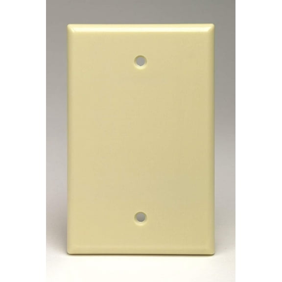 Leviton 80514-I Blank Wallplate, 3-1/8 in L, 4-7/8 in W, 1/4 in Thick, 1 -Gang, Plastic, Ivory, Box Mounting