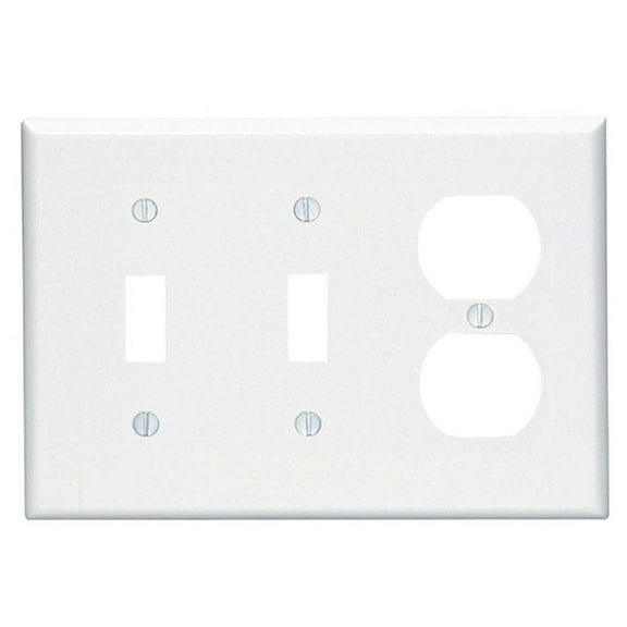Leviton 80521-00W 2 Switch Duplex Receptacle Wallplate White