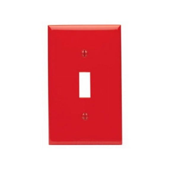 Leviton 80701-R 1-Gang Toggle Device Switch Wallplate, Standard Size, Thermoplastic Nylon, Device Mount, Red