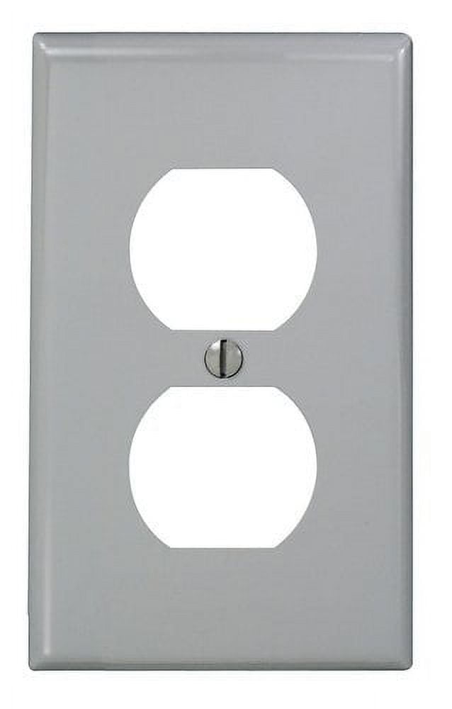 Leviton 80703-GY 1-Gang Duplex Receptacle Wall Plate, Standard Size Cover, Unreakable Thermoplastic, Device Mount, Gray (Pack of 1)