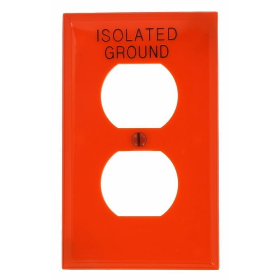 Leviton 80703-IG Orange Nylon Single Gang 'Isolated Ground' Duplex Receptacle Wall Plate