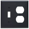 thumbnail image 1 of Leviton 80705-E Black Nylon Two Gang Combination Toggle Switch Duplex Receptacle Wall Plate, 1 of 1