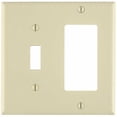 thumbnail image 1 of Leviton 80707-T 2-Gang 1-Toggle, 1-Decora/GFCI, Device Combination Wallplate, Light Almond, 1 of 1