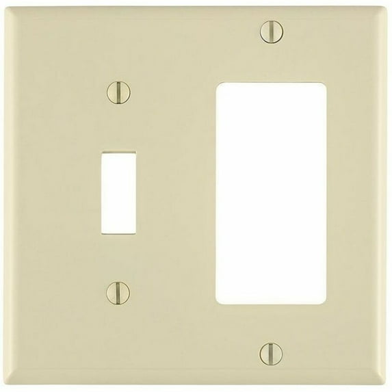 Leviton 80707-T 2-Gang 1-Toggle, 1-Decora/GFCI, Device Combination Wallplate, Light Almond