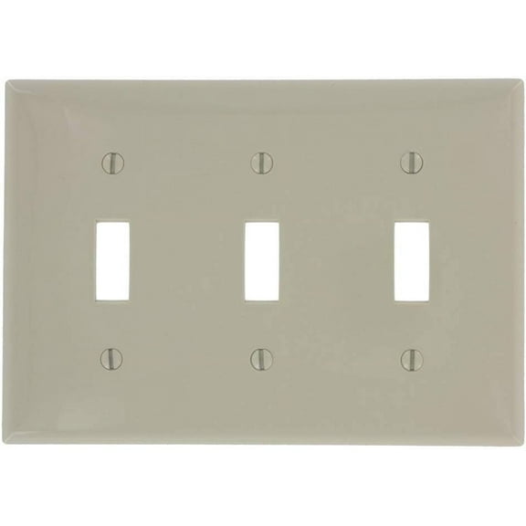 Leviton Toggle Switch Wallplate 80711-I - 3-Gang, Ivory, Standard, Thermoplastic