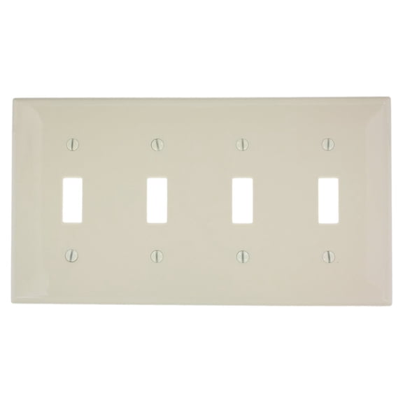 Leviton 80712-A 4-Gang Toggle Switch Wall Plate, Standard Size, Thermoplastic Nylon, Almond