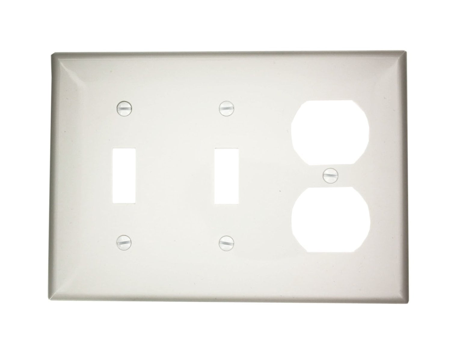 White Thermoplastic Nylon 3-Gang Wallplate with 2 Toggles and 1 Duplex
