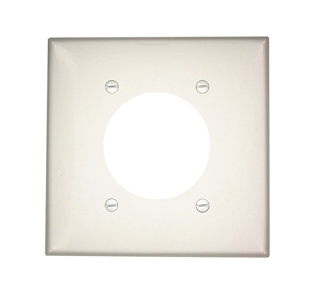 White Thermoplastic 2-Gang Single Receptacle Wall Plate