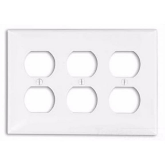 Leviton 80730-I 3-Gang Duplex Device Receptacle Wallplate, Thermoplastic Nylon, Device Mount, Ivory