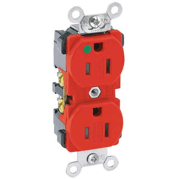 Leviton 8200-SGR 15 Amp, 125 Volt, Wide Body NEMA5-15R, Red