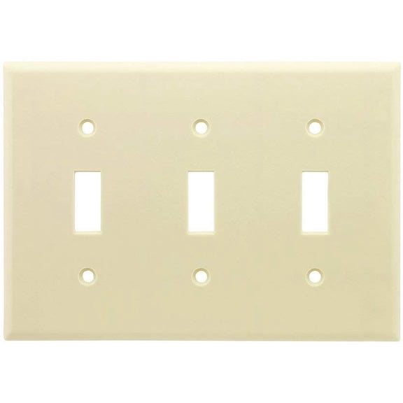 Leviton 82011 3-Gang Toggle Device Switch Wallplate, Standard Size, Thermoset, Device Mount, Almond