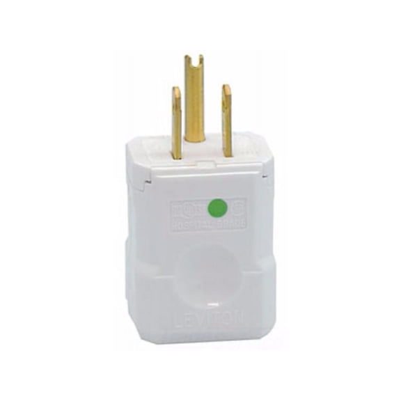 Leviton 8256-V 15 Amp, 125 Volt, Straight Blade, Plug, Hospital Grade, Grounding, Python, White