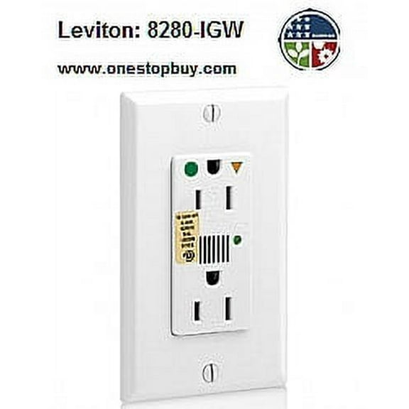 Leviton 15 Amp, 125 Volt, Decora Plus Surge Protective Duplex Receptacle Outlet, Heavy Duty Hospital Grade, 8280-IGW, White