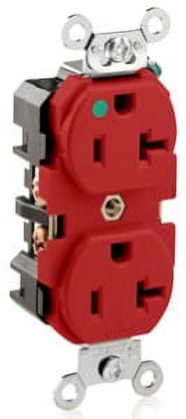 Leviton 8300-R 20A 125V Extra Heavy Duty Hospital Grade, Duplex Receptacle, Red (10 Pack)