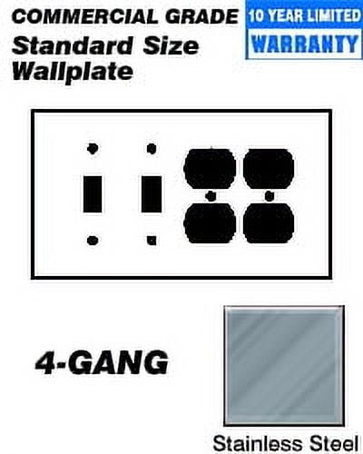 Leviton 84045-40 Wallplate 4-Gang 2-Toggle 2-Duplex Standard Size 302 ...