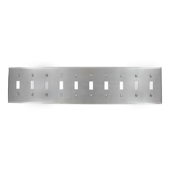 Leviton 84050-40 10-Gang Toggle Device Switch Wallplate, Device Mount, Stainless Steel