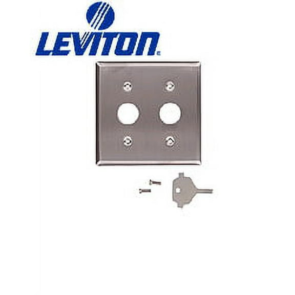 Leviton 84072-40 Wallplate 2-Gang Key Lock Standard Size 302 Stainless Steel - Stainless Steel
