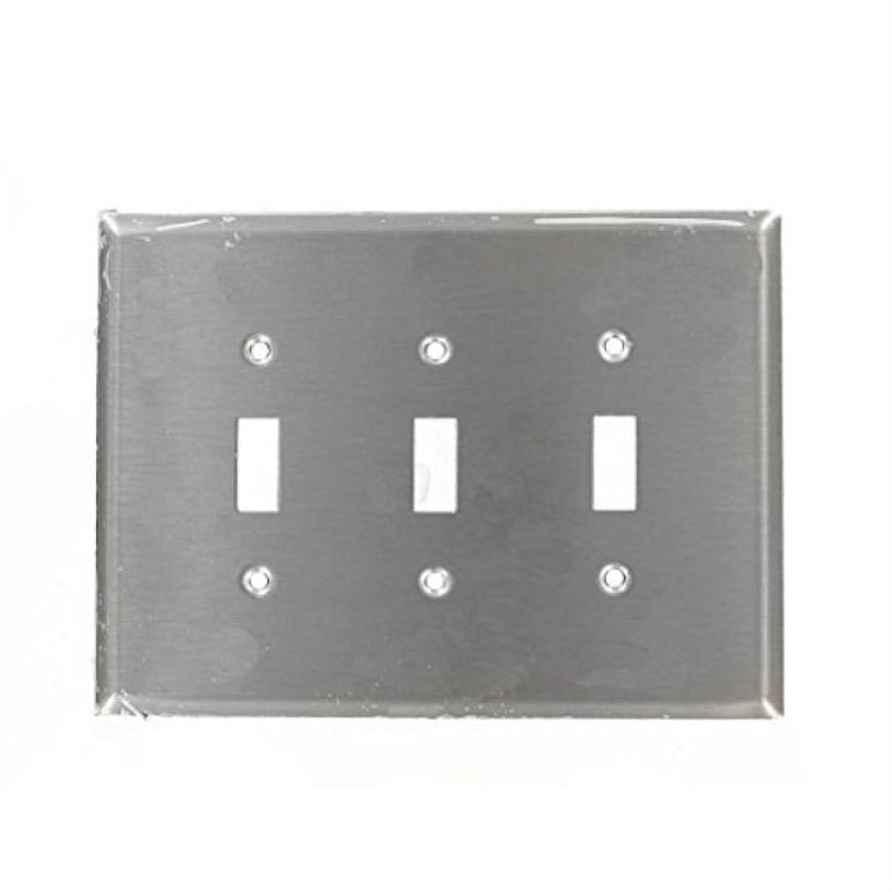 Leviton 84111-40 Wallplate 3-Gang Toggle Oversize Size 302 Stainless Steel - Stainless Steel
