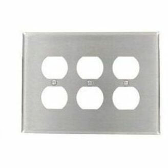 Oversized Stainless Steel 3-Gang Duplex Wallplate