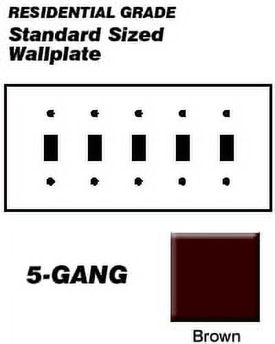 Leviton 85023 Wallplate 5-Gang Toggle Standard Size Plastic - Brown