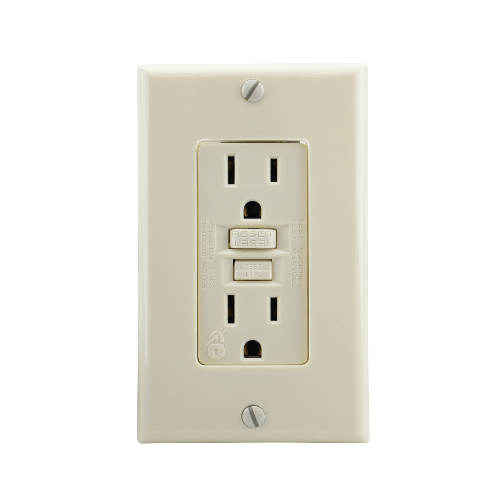 Leviton 8599-A GFCI Receptacle Lockout Action 15A 125V 5-15R 2Pole 3 Wire, Almond (10 Pack)