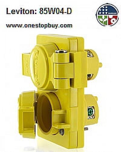 Leviton 85W04-D Duplex Outlet w/Cover Locking Blade Wetguard 15A 125V 2P2W Non-Grounding - Yellow