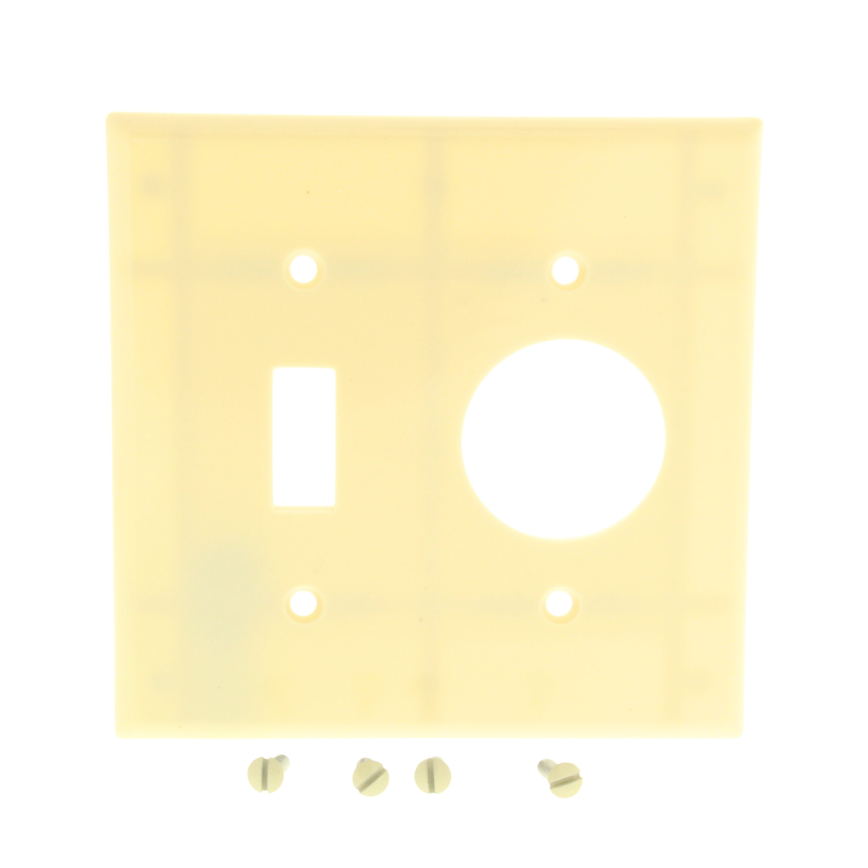 Ivory Thermoset 2-Gang Toggle Switch and Single Receptacle Wall Plate