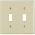 thumbnail image 1 of Leviton 86009 001-000 2-Toggle Standard Size Wall Plate, 2 Gang, 4.5 in L X 4.56 in W 0.22 in T, Smooth, Pack of 1, Ivory, 1 of 1