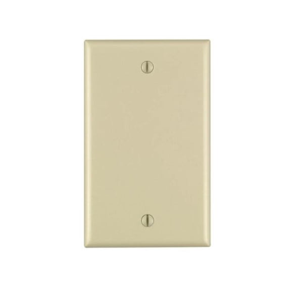 Leviton 84014 1-Gang Blank Wall Plate, Standard Size Cover, Box Mount, Ivory