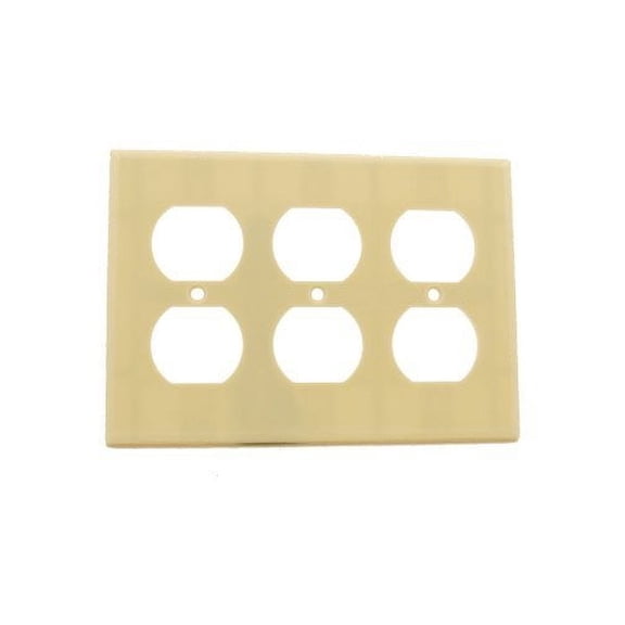 Leviton 86030 Ivory Three Gang Duplex Receptacle Wall Plate