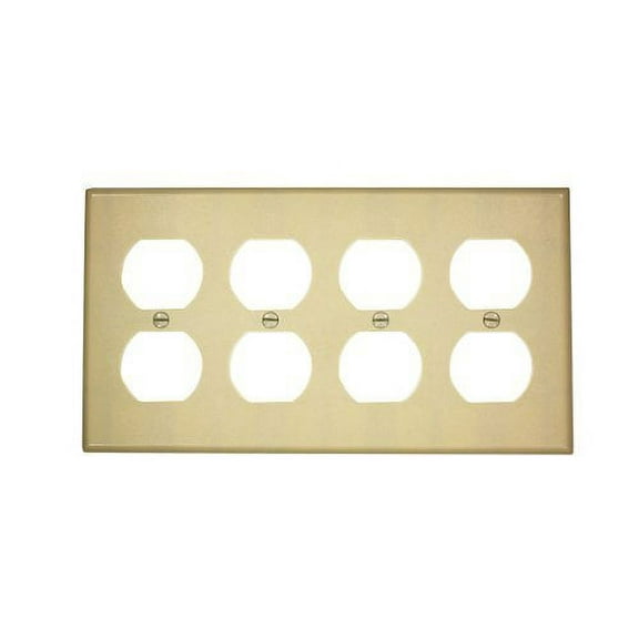 Leviton 86041 4-Gang Duplex Receptacle Wall Plate, Standard Size, Thermoset Plastic, Ivory