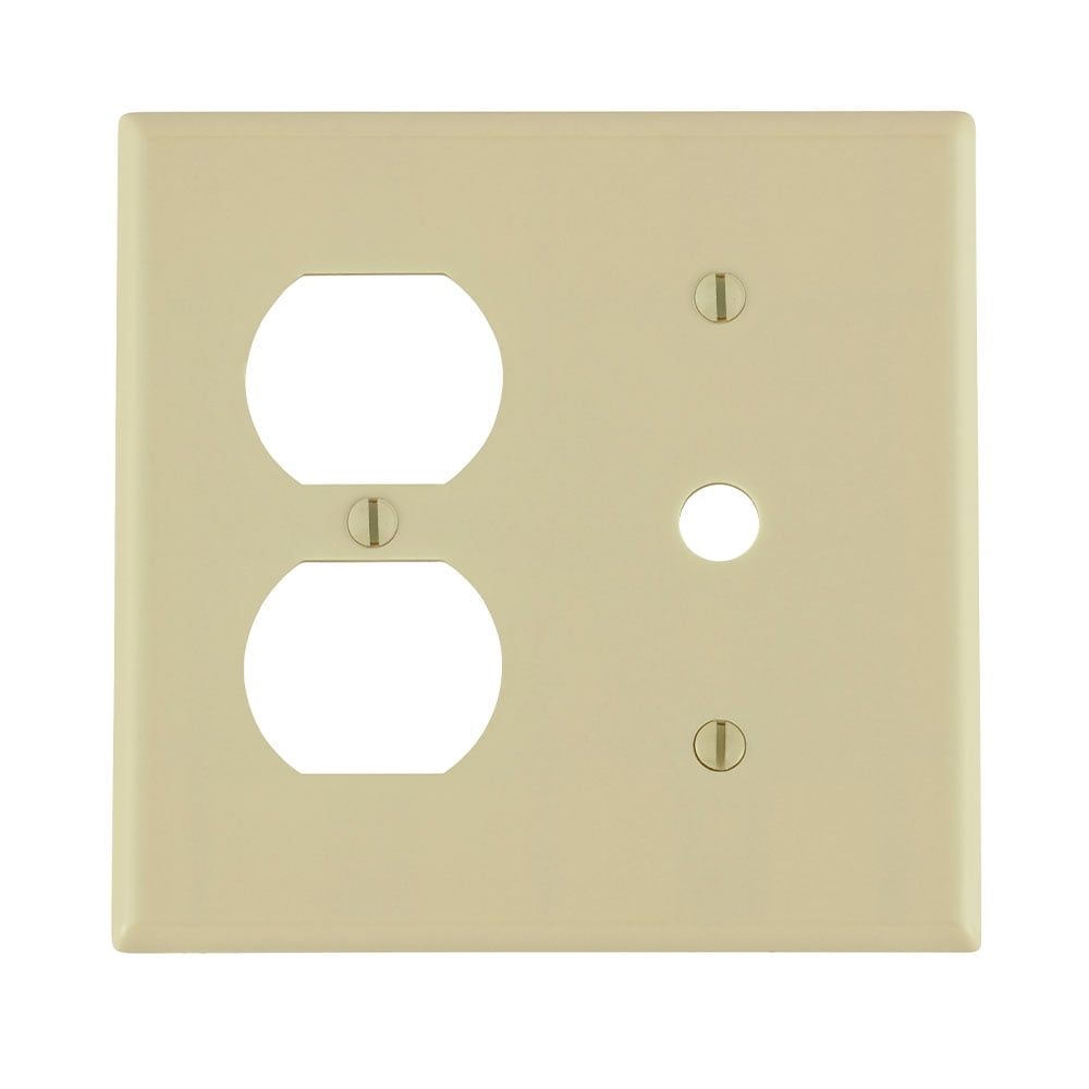 Ivory Plastic 2-Gang Duplex and Telephone/Cable Wall Plate
