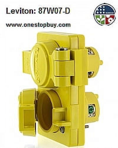 Leviton 87W07-D Duplex Outlet w/Cover Locking Blade Wetguard 20A 250V 2P2W Non-Grounding - Yellow