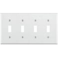 thumbnail image 1 of Leviton 88012 4-Gang Toggle Device Switch Wallplate, Standard Size, Thermoset, Device Mount, White, 1 of 1
