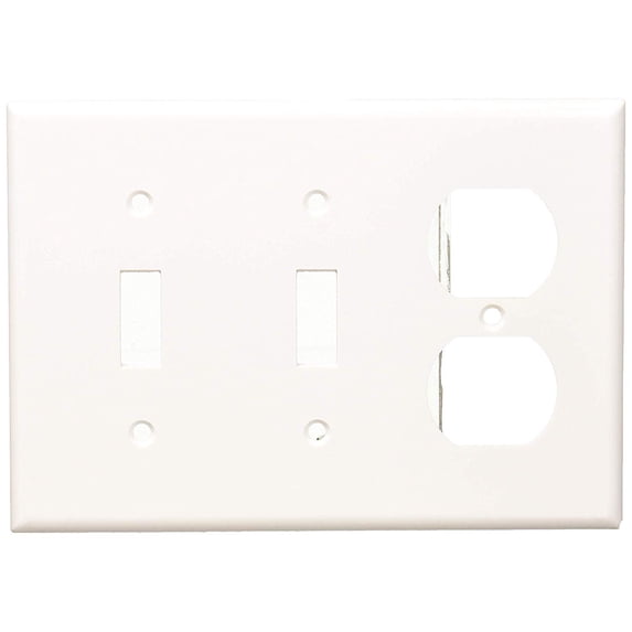 Leviton 88021 3-Gang 2-Toggle 1-Duplex Device Combination Wallplate, Standard Size, Thermoset, Device Mount, White, 10-Pack
