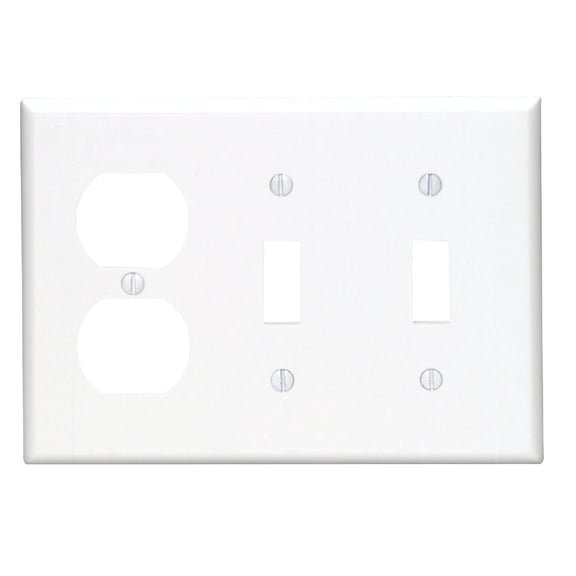 WALLPLAT 2SWTCH/RECEP WH (Pack of 1)