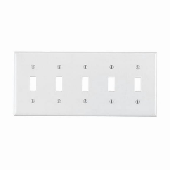Leviton 88023-000 88023-000 White 5 Gang Plastic Toggle Wall Plate