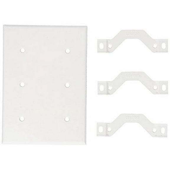 Leviton 88035 White Three Gang Blank Strap Mount Wall Plate