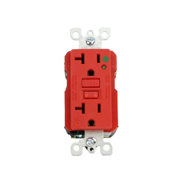 Leviton 8898-HGR GFCI Duplex Receptacle w/ Indicator Light 20A  125V, Red (10 Pack)