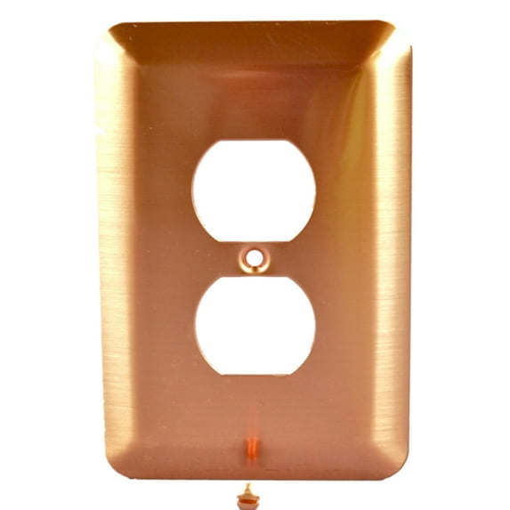 Leviton 89303-COP 1-Gang Metal Duplex Outlet Wall Plate Receptacle Cover, Copper Finish