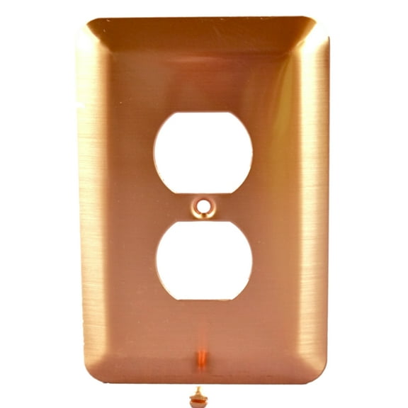 Leviton 89303-COP 1-Gang Metal Duplex Outlet Wall Plate Receptacle Cover, Copper Finish