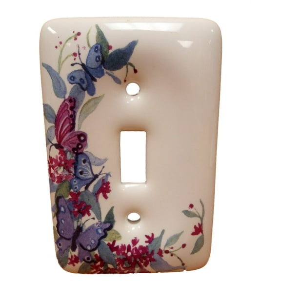 Leviton 89501-FLY Ceramic Toggle Switch Wallplate Switchplate, Butterfly Pattern