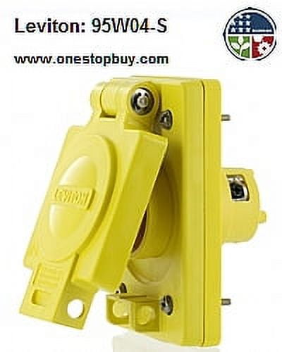 Leviton 95W04-S Single Outlet w/Cover Locking Blade Wetguard 15A 125V 2P2W Non-Grounding - Yellow