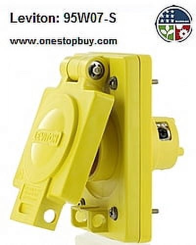 Leviton 95W07-S Single Outlet w/Cover Locking Blade Wetguard 15/10A 125/250V 3P3W Non-Grounding - Yellow